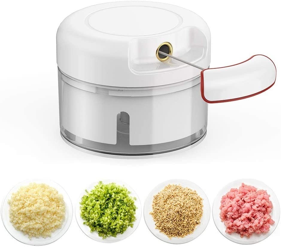 Mini Food Chopper – Hand-Powered Meat Grinder, Mincer, Mixer & Blender for Fruits, Vegetables, Nuts, and Meat | Powerful & Portable Kitchen Tool