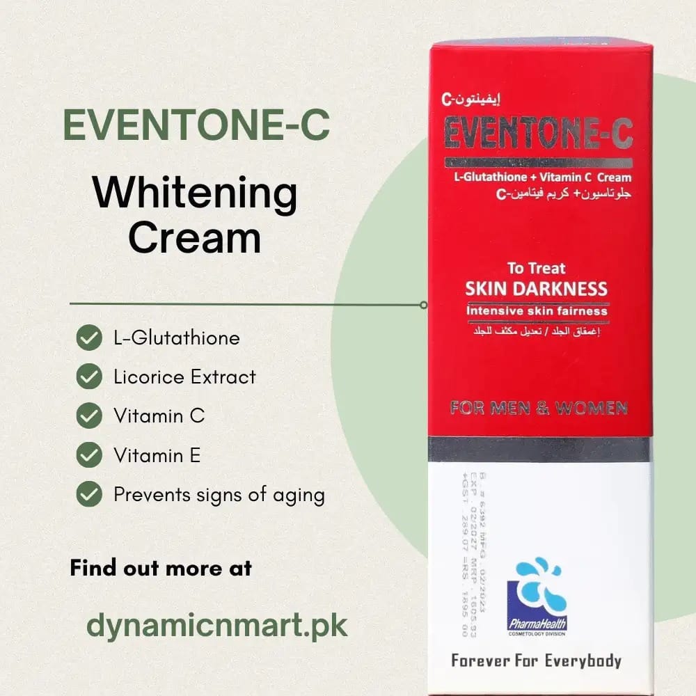 Eventone-C Cream with L-Glutathione & Vitamin C | Advanced Skin Brightening & Anti-Pigmentation Formula for Even-Toned, Radiant Skin