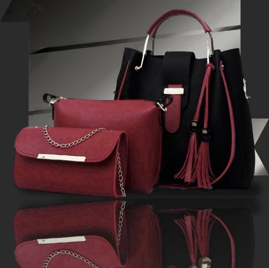 3-Piece Women’s Handbag Set – Stylish Tote Bag with Shoulder Pouch & Chain Clutch