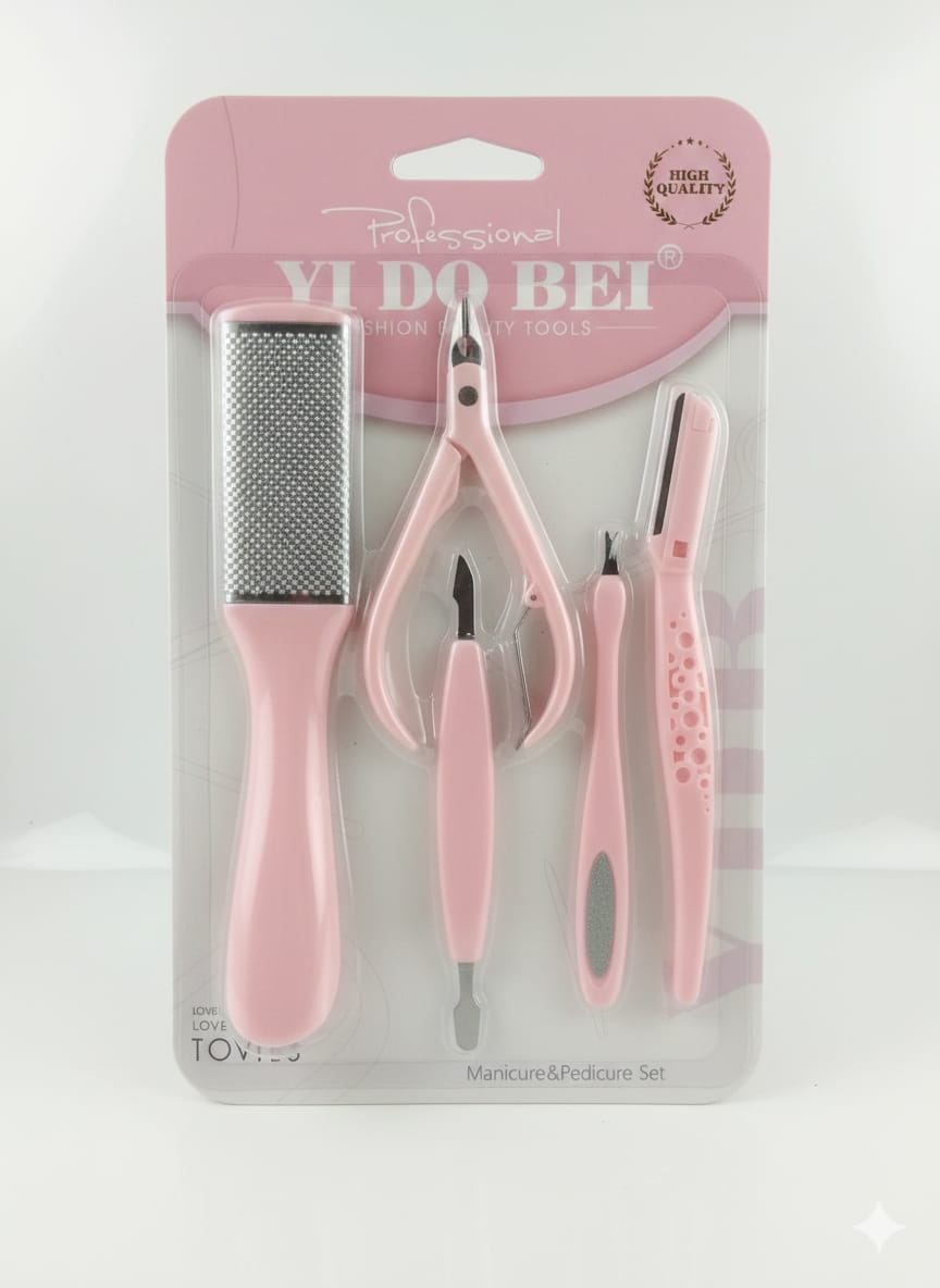 Mani Pedi Kit 5 Pcs Abs Plastic Professional Manicure Pedicure Set (Random Color)