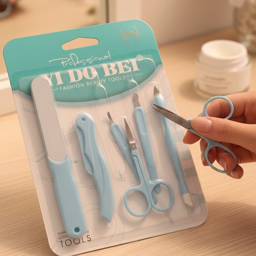 Mani Pedi Kit 6 Pcs Abs Plastic Professional Grooming Tools Set (Random Color)