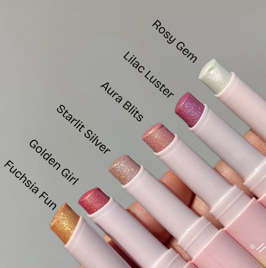 Multipurpose Jelly Highlighter Stick – Creamy Glitter Eyeshadow, Lip Balm & Face Highlighter