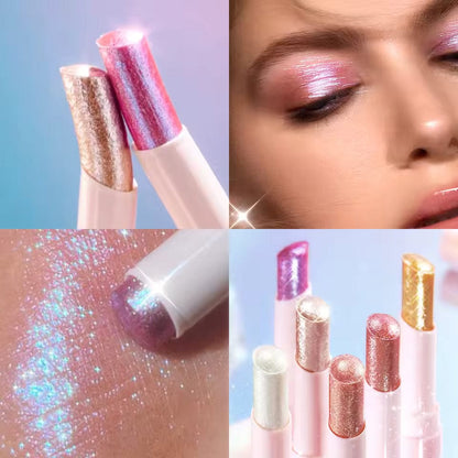 Multipurpose Jelly Highlighter Stick – Creamy Glitter Eyeshadow, Lip Balm & Face Highlighter