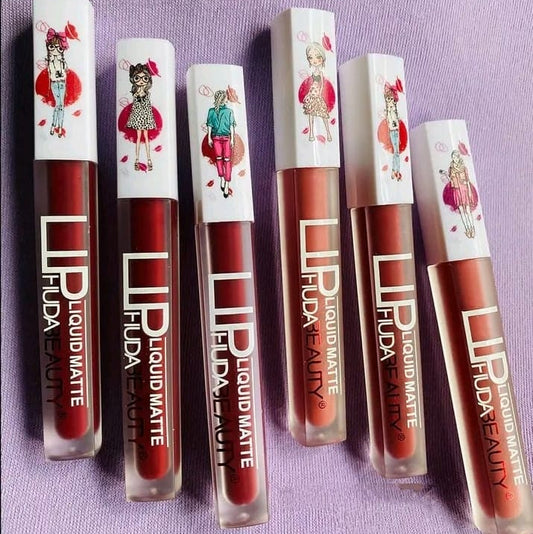6-Piece Matte Lip Gloss Set – Multicolor Shades, Long-Lasting Liquid Formula, Velvet Finish - Random Shades (without box)