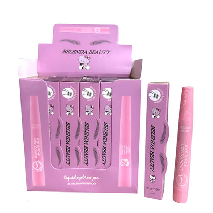 Belenda Beauty 4 Tip Waterproof Eyebrow Pen Liquid Brow Definer Long Lasting Makeup Tool - 1Pc
