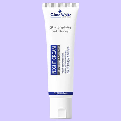 Gluta White Advanced Skin Brightening Night Cream – Powerful Glutathione & Kojic Acid Formula for Dark Spots, Anti-Aging, and Radiant Skin (50g)